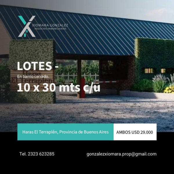 SE VENDEN DOS LOTES JUNTOS EN HARAS EL TERRAPLEN