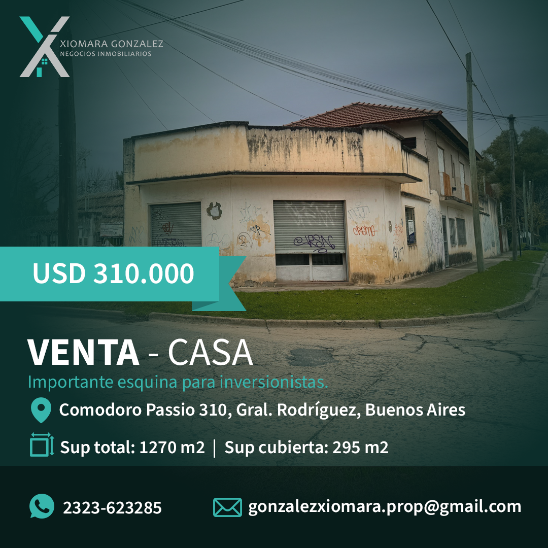 SE VENDE CASA EN IMPORTANTE ESQUINA para inversionistas.