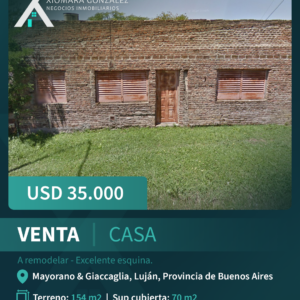 SE VENDE CASA EN EXCELENTE ESQUINA