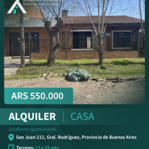 ALQUILER DE CASA EN GRAL. RODRIGUEZ