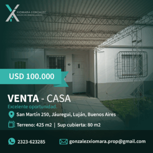 SE VENDE CASA EN JÁUREGUI