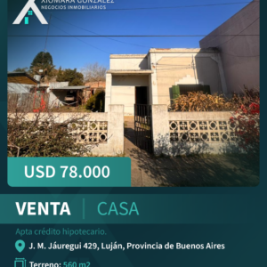 CASA EN VENTA – APTA CRÉDITO HIPOTECARIO