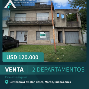 SE VENDEN 2 DEPARTAMENTOS EN EXCELENTE ESQUINA