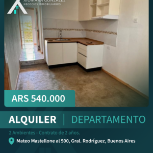 DEPARTAMENTO EN ALQUILER – 2 AMBIENTES