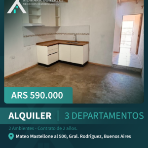 ALQUILER – 3 DEPARTAMENTOS DE 2 AMBIENTES