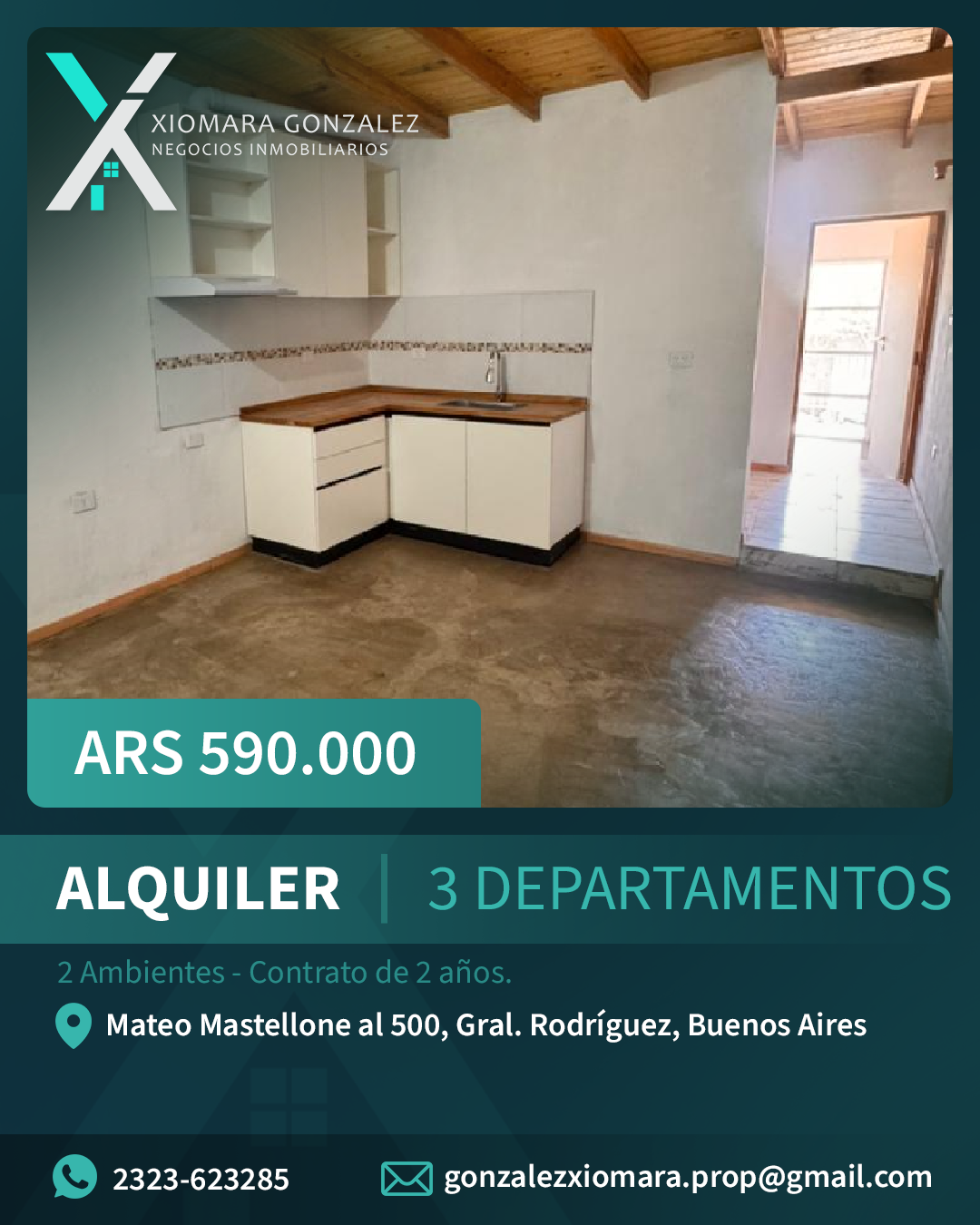 ALQUILER – 3 DEPARTAMENTOS DE 2 AMBIENTES