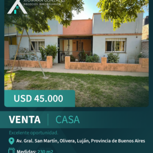 CASA EN VENTA – OLIVERA, LUJÁN