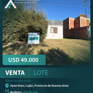 LOTE EN VENTA CON DOS VIVIENDAS – OPEN DOOR