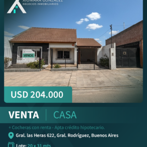 CASA EN VENTA + COCHERAS CON RENTA APTA CRÉDITO HIPOTECARIO