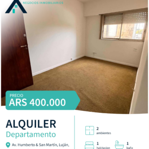 DEPARTAMENTO EN ALQUILER – 2 AMBIENTES